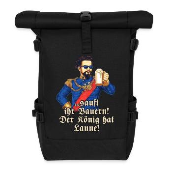 Sauft ihr Bauern II - Koenig Ludwig mit Bier - - Rolltop Rucksack - Schwarz - Vorne