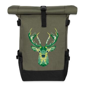 Hirsche - Rolltop Rucksack - Olive/Schwarz - Vorne