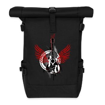 Guitar wings swing Graffiti rock music dance - Roll Top Backpack - black - Front