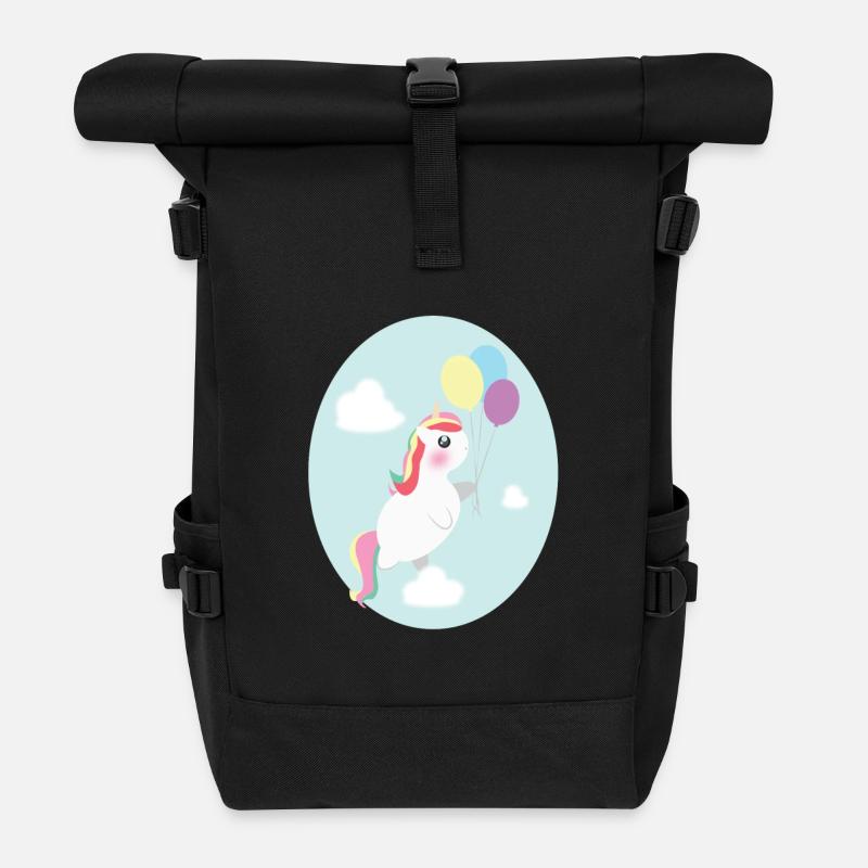 Einhorn Geburtstag - Rolltop Rucksack - Schwarz