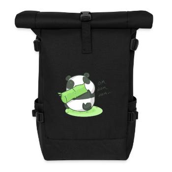 Mampfender Panda Om Nom Nom Geschenkidee - Rolltop Rucksack - Schwarz - Vorne