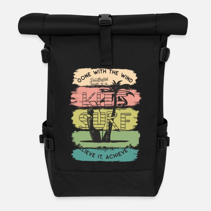 Kite Kiteboard Kiteboarding Kitesurf Geschenk - Rolltop Rucksack - Schwarz