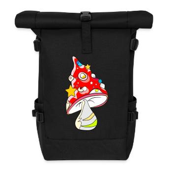 Roter Pilz - Fliegenpilz - Rolltop Rucksack - Schwarz - Vorne