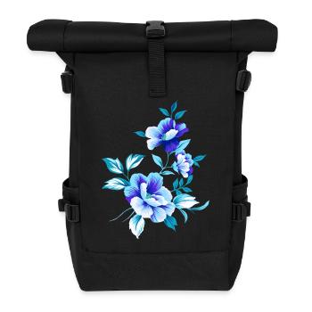 Schöne blaue Blumen Blume blau Sommer sommerlich - Rolltop Rucksack - Schwarz - Vorne