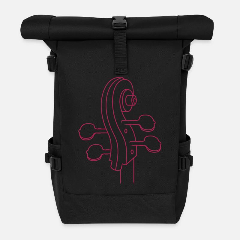 Cello Hals von hinten / cello neck back (b, 1c) - Rolltop Rucksack - Schwarz
