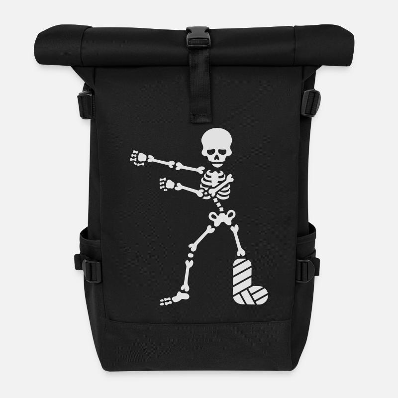 Gebrochenes Bein Gips Skelett floss dance flossing - Rolltop Rucksack - Schwarz