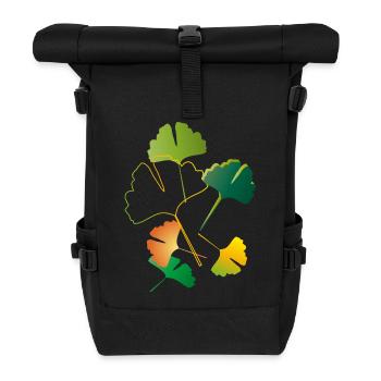 autumnal ginkgo leaves sometimes only outlines - Roll Top Backpack - black - Front