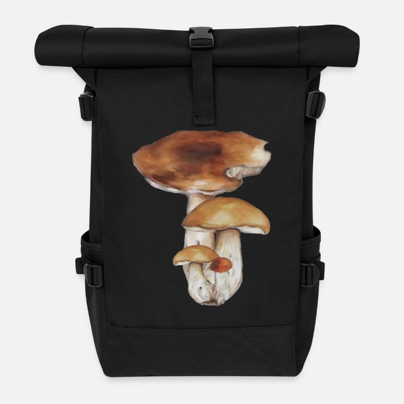 Champignon Forêt Motif Aquarelle - Sac à dos roll top - noir