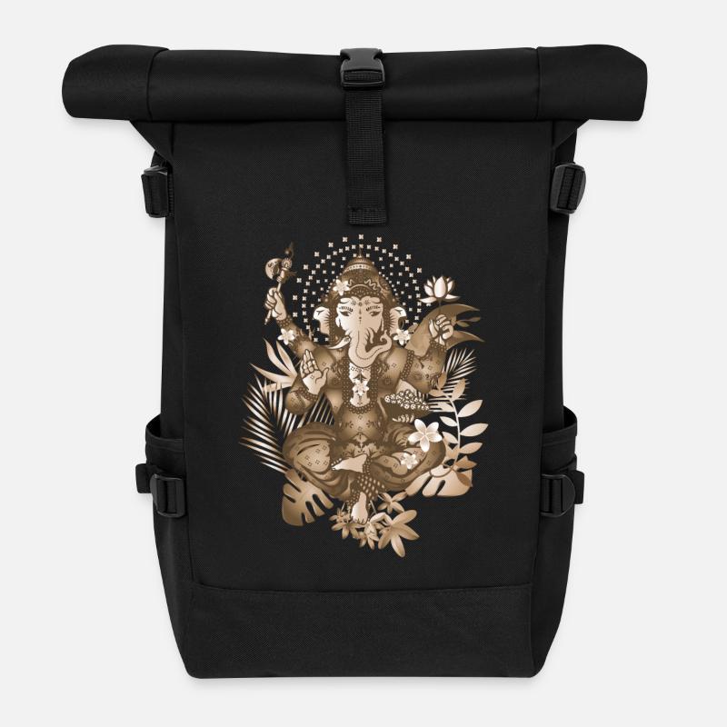 Ganesha un dieu à tête d’éléphant de style sépia - Sac à dos roll top - noir