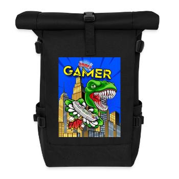 Spruch COOL GAMER Fun T-Shirt Stay & Play Together - Rolltop Rucksack - Schwarz - Vorne