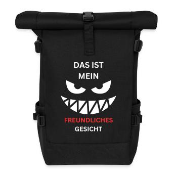 Freundliches Gesicht Grinsen - Rolltop Rucksack - Schwarz - Vorne