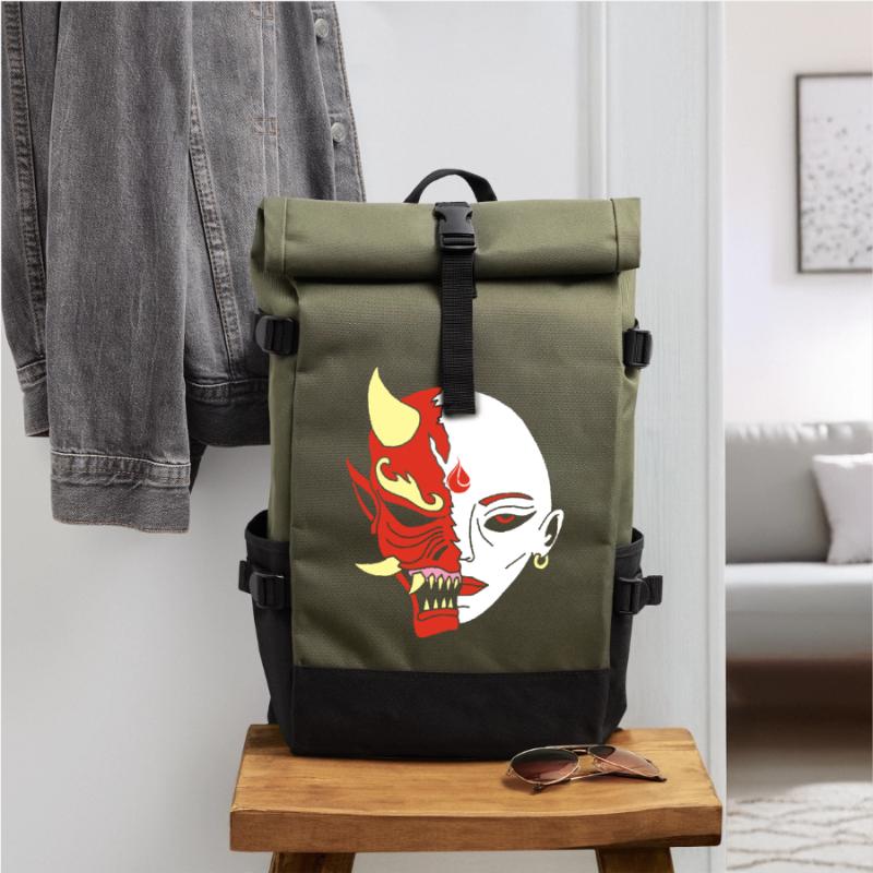 Mensch oder Dämon? Rolltop Rucksack