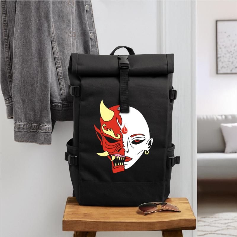 Mensch oder Dämon? Rolltop Rucksack