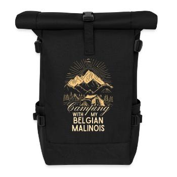Belgian Malinois Camping - Roll Top Backpack - black - Front