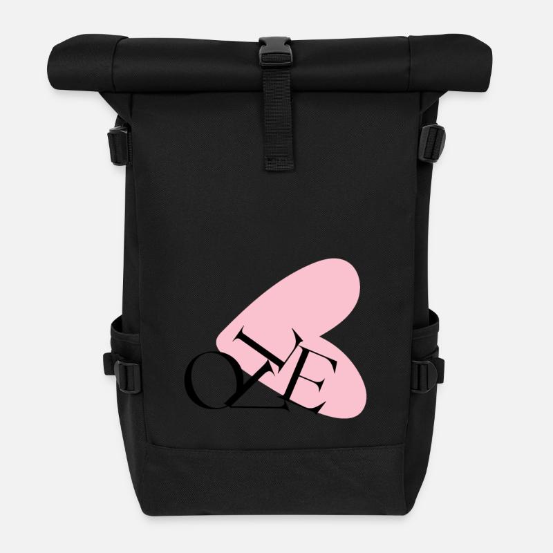 Abstrakte Herztypografie NE - Rolltop Rucksack - Schwarz
