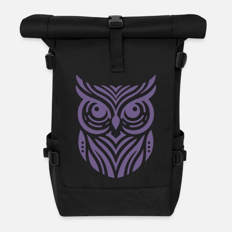 Minimalistische Eule Silhouette Design - Rolltop Rucksack - Schwarz