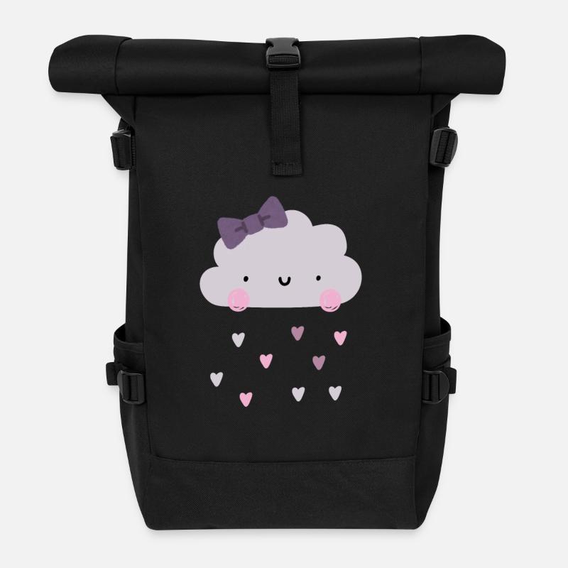 Liebe Wolke - Herzen - Regen - Rolltop Rucksack - Schwarz