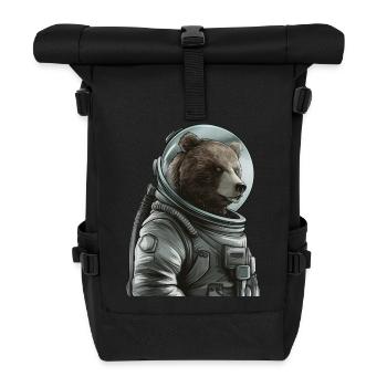 Nachdenklicher Braunbär Astronaut - Rolltop Rucksack - Schwarz - Vorne