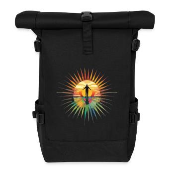 Stilvoll strahlen mit dem Regenbogenstern - Rolltop Rucksack - Schwarz - Vorne