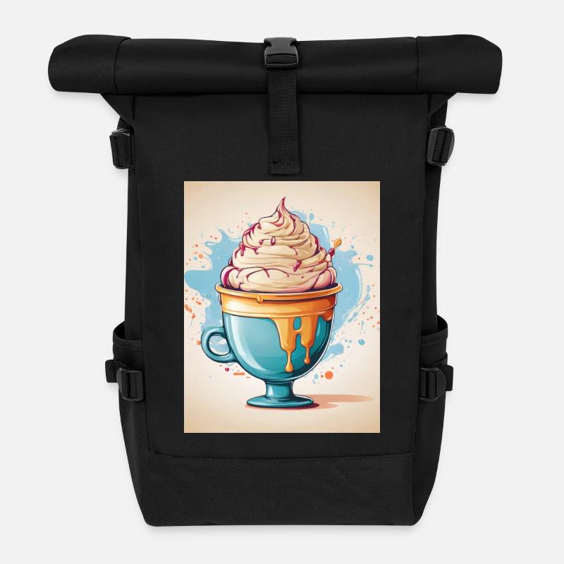 Eisbecher Sommer - Rolltop Rucksack - Schwarz