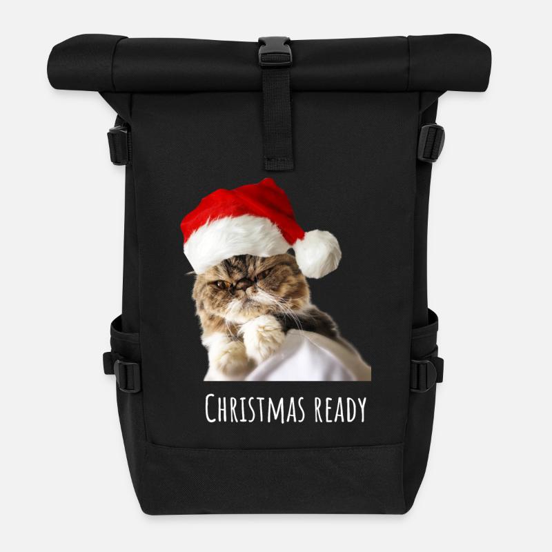 Angry Cat - Christmas Ready - Rolltop Rucksack - Schwarz