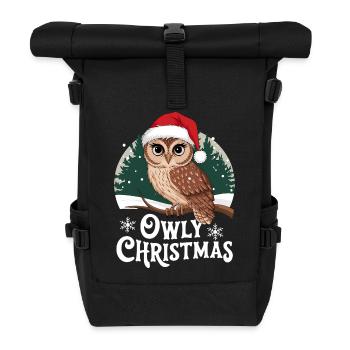 Owl Christmas Owls Christmas Sweater Funny - Roll Top Backpack - black - Front