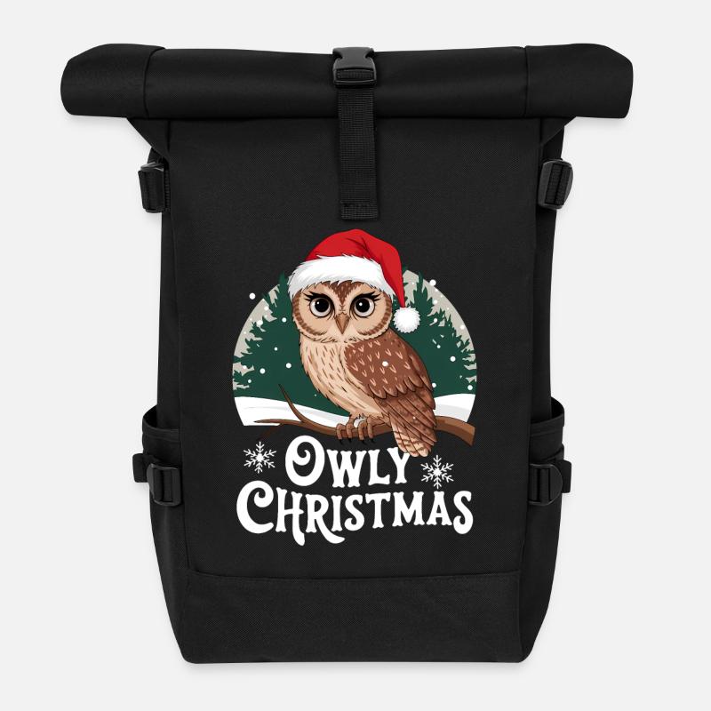 Eule Weihnachten Eulen Weihnachtpullover lustig - Rolltop Rucksack - Schwarz