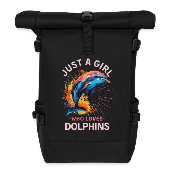 Delfin Farbspritzer Spruch für Frauen - Rolltop Rucksack - Schwarz - Vorne