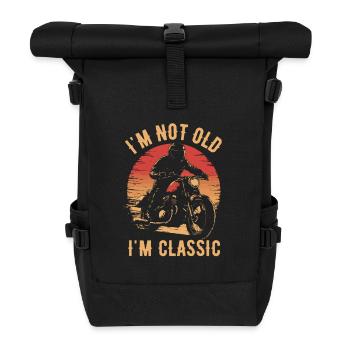 Motorrad Vintage Pensionär Rentner - Rolltop Rucksack - Schwarz - Vorne