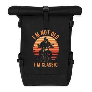 Motorrad Vintage Pensionär Rentner - Rolltop Rucksack - Schwarz - Vorne