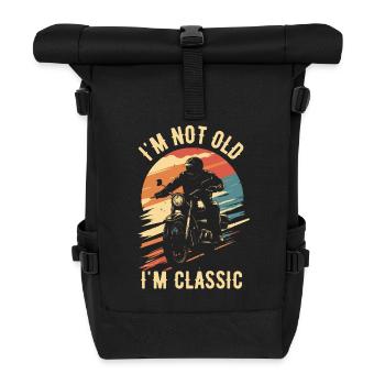 Motorrad Vintage Pensionär Rentner - Rolltop Rucksack - Schwarz - Vorne