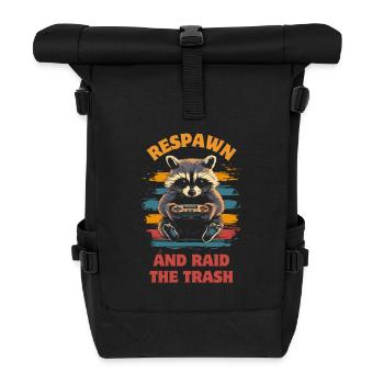 Raccoon Gaming Video Games Gamer - Roll Top Backpack - black - Front