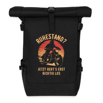 Motorrad Vintage Pensionär Rentner - Rolltop Rucksack - Schwarz - Vorne