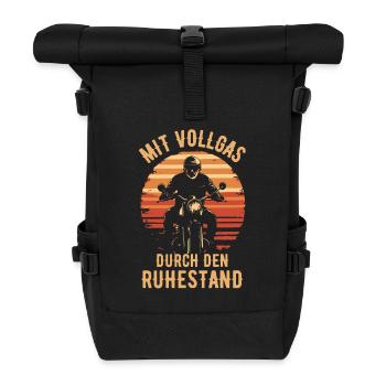 Motorrad Vintage Rentner Ruhestand Lustiger Spruch - Rolltop Rucksack - Schwarz - Vorne