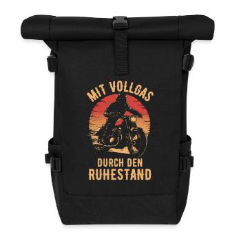 Motorrad Vintage Pensionär Rentner Geburtstag - Rolltop Rucksack - Schwarz - Vorne