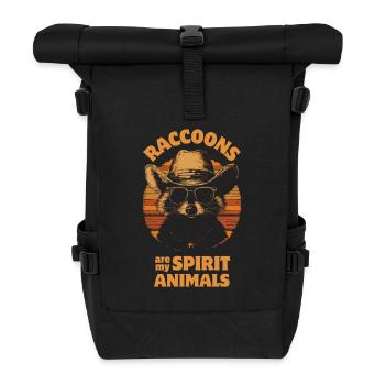 Raccoon with sunglasses and cowboy hat - Roll Top Backpack - black - Front