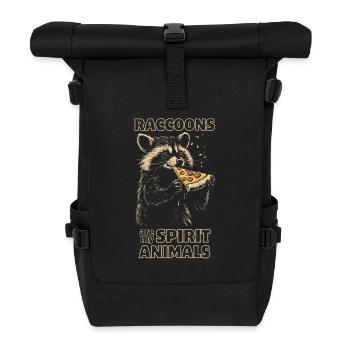 Waschbär isst Pizza - Rolltop Rucksack - Schwarz - Vorne