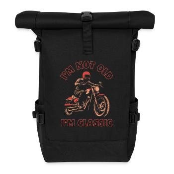 Motorrad Vintage Rentner Ruhestand Geburtstag - Rolltop Rucksack - Schwarz - Vorne
