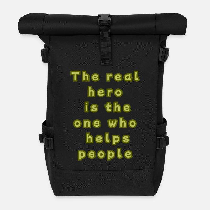 The real hero is the one who helps people - Sac à dos roll top - noir