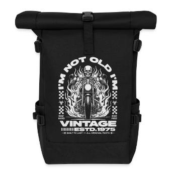 Vintage 1975 Born Motorcycle Birthday Gift - Roll Top Backpack - black - Front