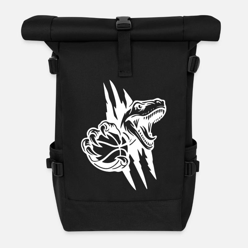 Roaring Raptor Basketball - Roll Top Backpack - black