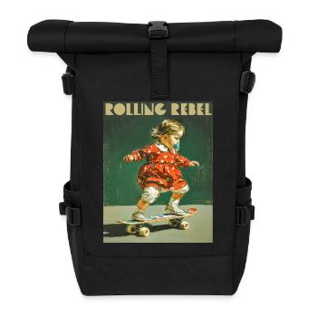 Rebellischer Skateboard-Girl - Rolltop Rucksack - Schwarz - Vorne