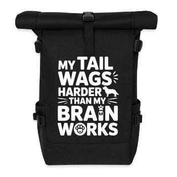 Mein Schwanz wedelt härter Hundehumor - Rolltop Rucksack - Schwarz - Vorne