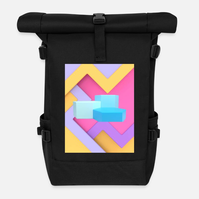 Pastellfarbenes geometrisches Pod-Design - Rolltop Rucksack - Schwarz