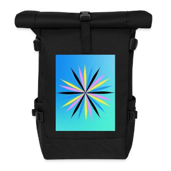Vibrant Geometric Starburst Design - Roll Top Backpack - black - Front