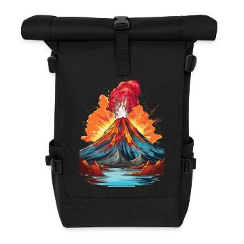 Volcanic eruption with lava flow - Roll Top Backpack - black - Front