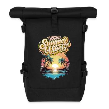 Summer Mood Palm Trees Sunset - Roll Top Backpack - black - Front