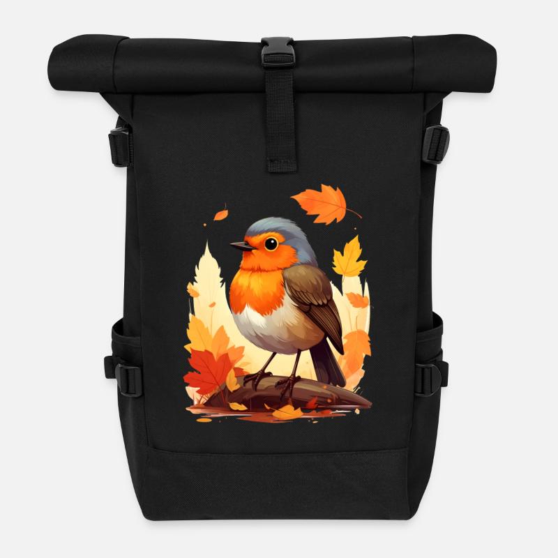 Rotkehlchen im Herbst - Rolltop Rucksack - Schwarz