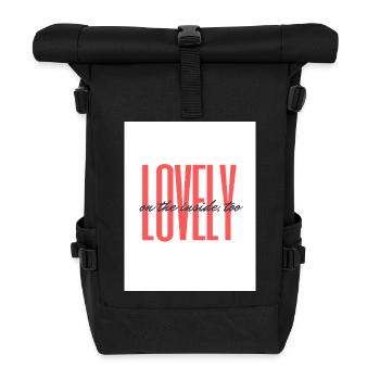 Lovely_inside_coral - Roll Top Backpack - black - Front