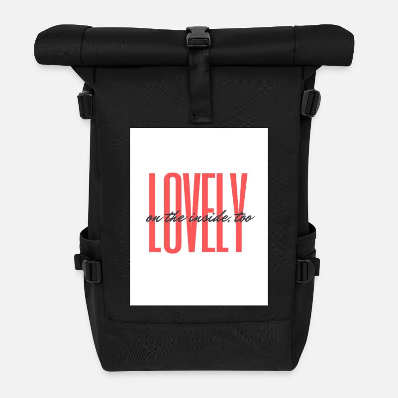 Lovely_inside_coral - Roll Top Backpack - black